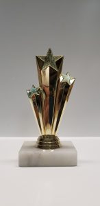 gold trophy with stars